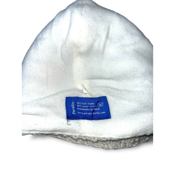 Hand Knit Berlin Wool Perelin Beanie Hat Gray Black Design Unisex - Picture 3 of 6